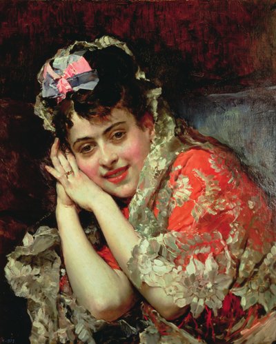 Portret van Aline met een Mantilla door Raimundo de Madrazo y Garreta